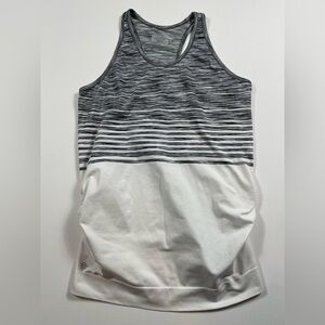 Athleta XL Racerback Tank Top Gray White Colorblock Longline Activewear